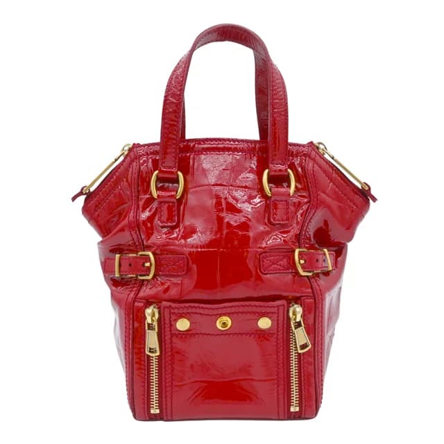 Saint Laurent Red Patent Mini Downtown Tote Bag in Red Patent leather from Clotheshorse Anonymous, photo 1 of 1
