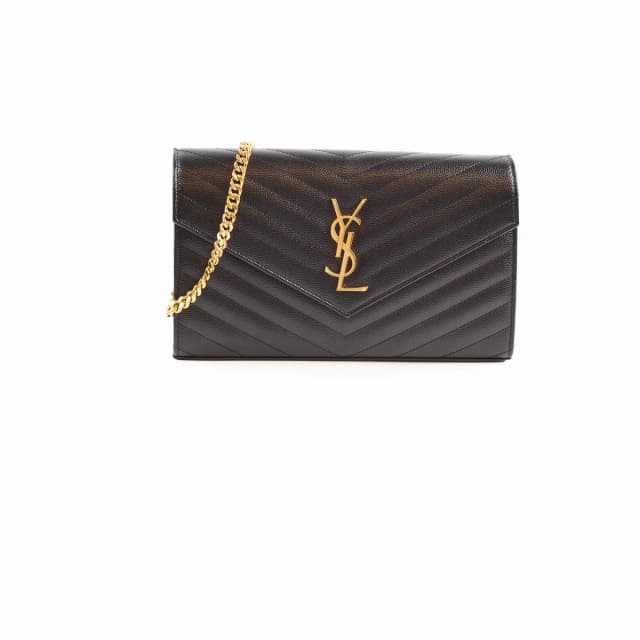Saint Laurent Cassandra Wallet on Chain WOC Black in Black Leather from The Purse Affair, photo 1 of 1