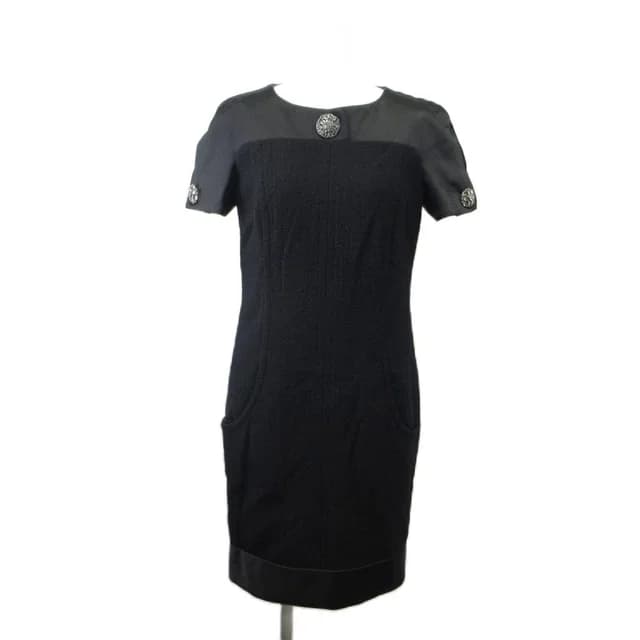 Chanel Dress Tweed Wool Bijou 36 Black Knee Length Short Sleeve PP in Black Tweed from The Reluxe, photo 1 of 1