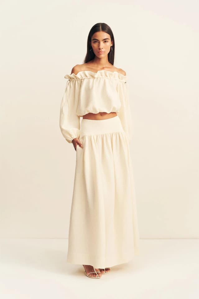 Shona Joy JASPER LINEN BLEND MAXI SKIRT - RESIN, image 1 of 1 from Shona Joy