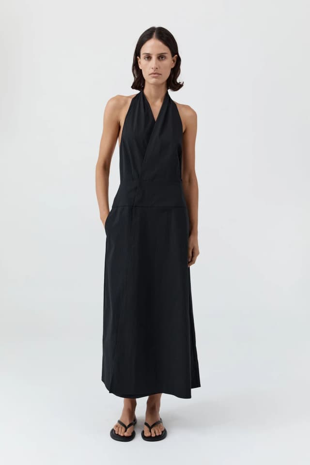 St Agni Halter Wrap Dress - Black, image 1 of 1 from St. Agni