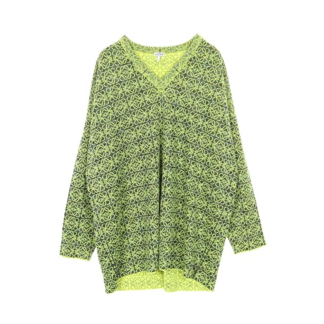 Loewe Knit Anagram All Over Pattern Wool Rayon Sweater Green Navy in Navy Wool from The Reluxe, photo 1 of 1