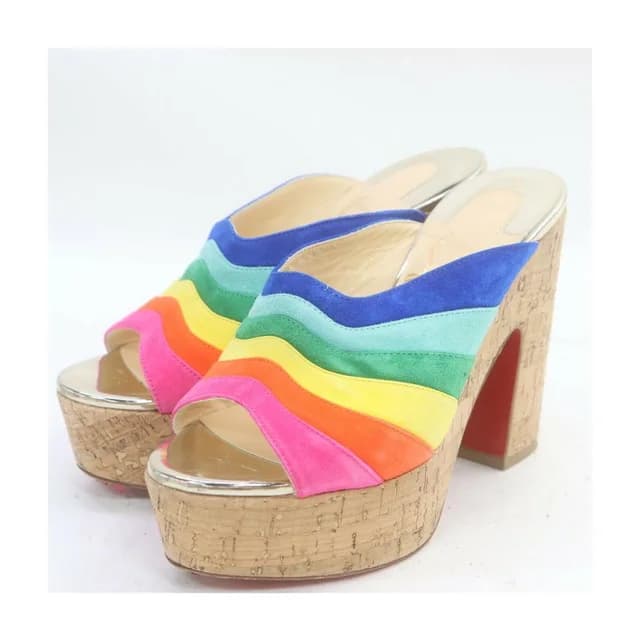 Christian Louboutin Rainbow Suede O Sister Platform Mules Sandals in Suede from Bagriculture, photo 1 of 1