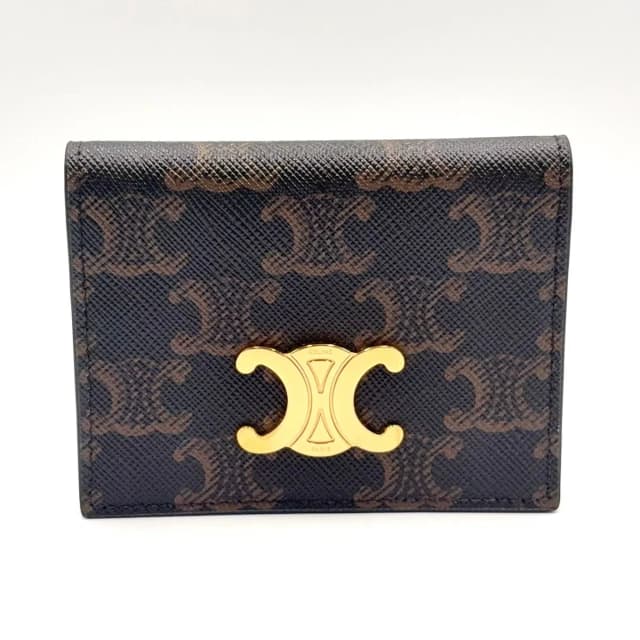 Celine Triomphe Leather Brown Card Case Gold in Brown Leather from The Reluxe, photo 1 of 1