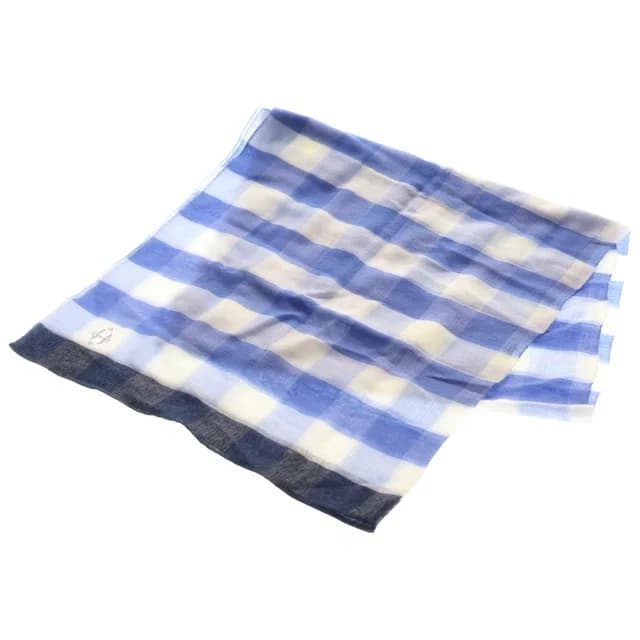 Hermès H Plaid Cashmere Silk Large Shawl Blue Scarf in Blue Silk from The Reluxe, photo 1 of 1