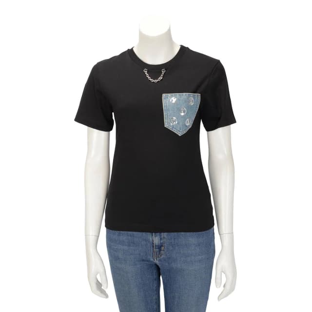 Louis Vuitton Cotton Monoram Denim Pocket Tee XXS in Black Denim from Blue Spinach, photo 1 of 1