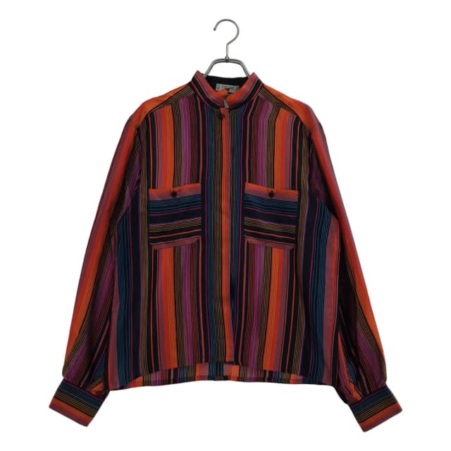 Celine Silk Triomphe Button Multi Stripe Band Color Shirt Multicolor 40 in Multicolor Silk from The Reluxe, photo 1 of 1
