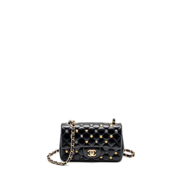 Chanel Mini Rectangular Flap Bag Charms Limited Edition Lambskin Black Silver/Gold Hardware in Black Lambskin from EMIER, photo 1 of 1