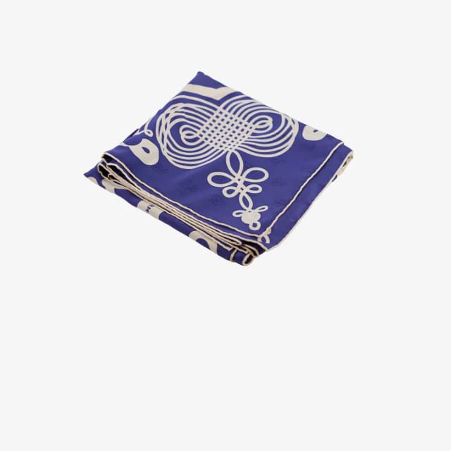 Hermès Brandebourgs Tattoo 90cm Silk Scarf Blue in Blue Silk from The Purse Affair, photo 1 of 1