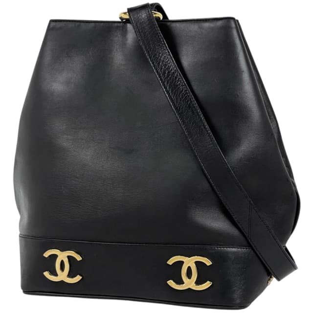 Chanel Shoulder Bag CC Logo Leather Black in Black Leather from The Reluxe, photo 1 of 1