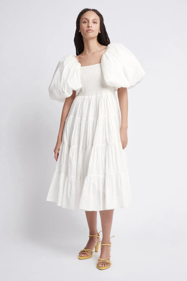 AJE Cherished Midi Dress in IVORY, image 1 of 1 from Aje