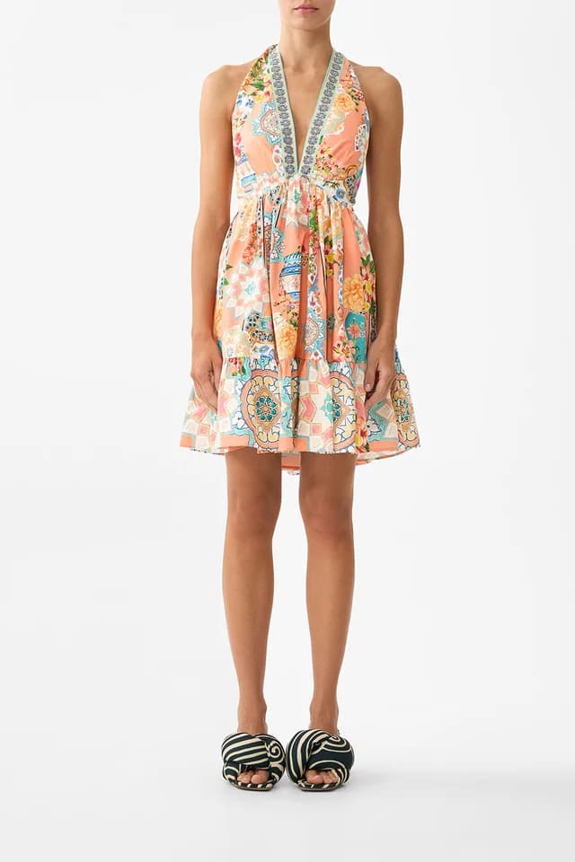 Camilla eBoutique RUFFLE HEM HALTER SHORT DRESS MEET ME IN MALLORCA, image 1 of 1 from CAMILLA