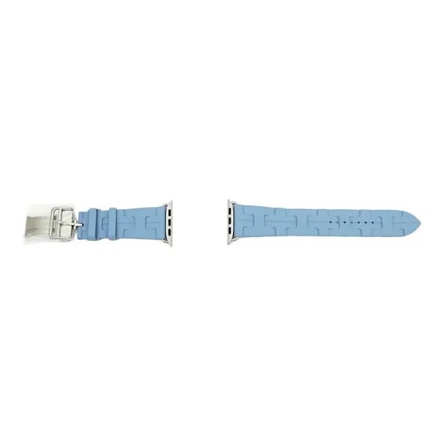 Hermès Simple Tour Kilim Blue Pastel Silver Apple Watch Strap in Blue from The Reluxe, photo 1 of 1