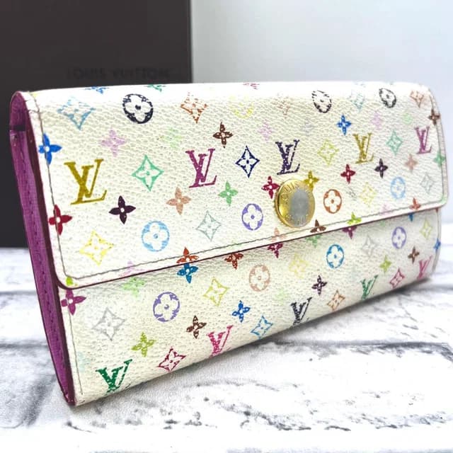 Louis Vuitton Multicolor Portefeuille Sarah White Pink Wallet in White from The Reluxe, photo 1 of 1