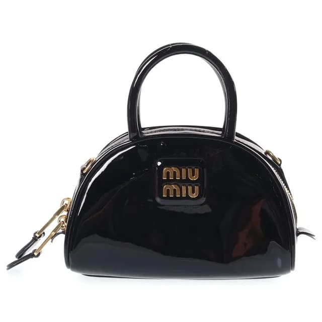 Miu Miu Mini Top Handle Shoulder Bag Gold Black in Black Patent leather from The Reluxe, photo 1 of 1