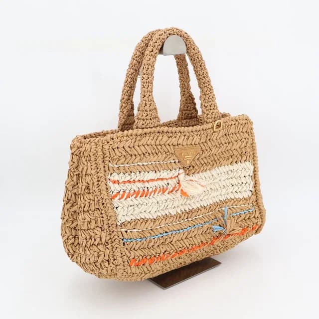 Prada Copy Raffia Basket Tote Bag in Raffia from The Reluxe, photo 1 of 1