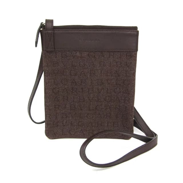 Bvlgari Logomania Crossbody Small Pouch Women's Denim,Leather Pouch,Shoulder Bag Brown in Brown Denim , Leather from Elady, photo 1 of 1