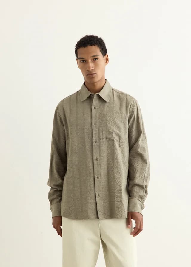 Incu Collection Asher Heirloom Check Shirt in SAGE TEXTURED CHECK, image 1 of 1 from Incu