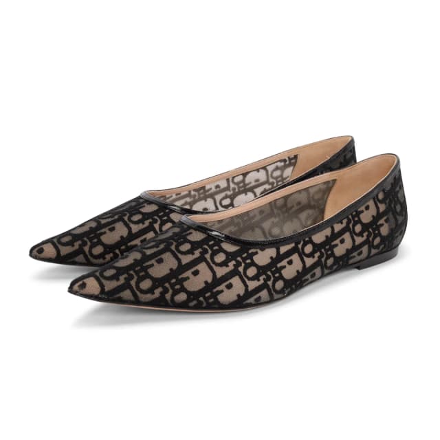 Dior Transparent Oblique Mesh Adiorable Ballet Flats 40 in Black from Blue Spinach, photo 1 of 1