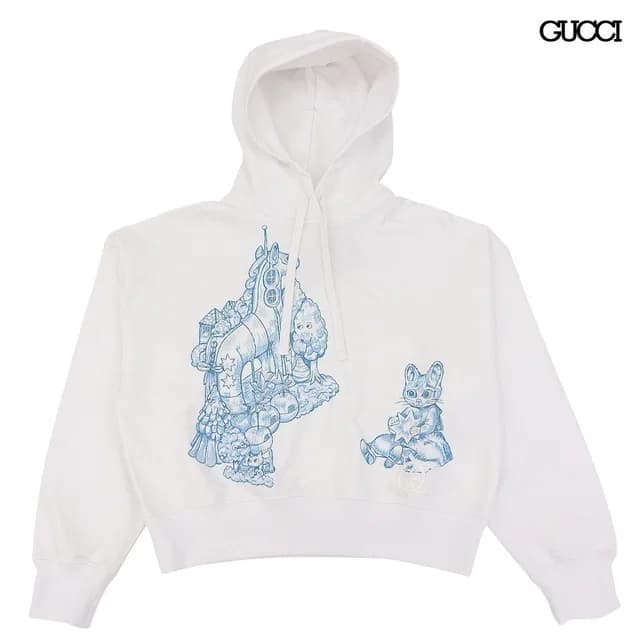 Gucci Logo Embroidery Hoodie Sweatshirt Higuchi Yuko Collaboration S White in White from The Reluxe, photo 1 of 1