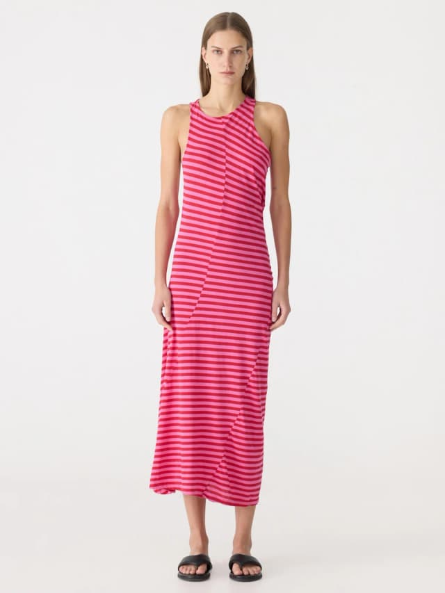 Bassike Stripe Asymmetric Tank Dress, image 1 of 1 from bassike