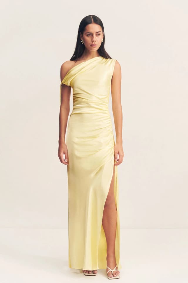 Shona Joy LA LUNE GATHERED MAXI DRESS - LEMON, image 1 of 1 from Shona Joy