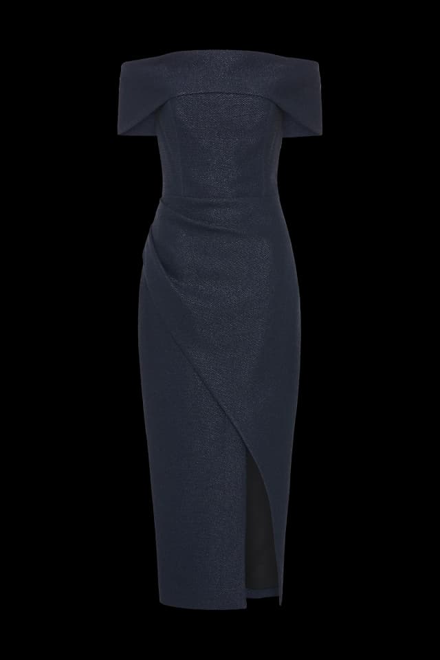 MANNING CARTELL Micro Weave Off Shoulder Dress in FRENCH NAVY, image 1 of 1 from Manning Cartell
