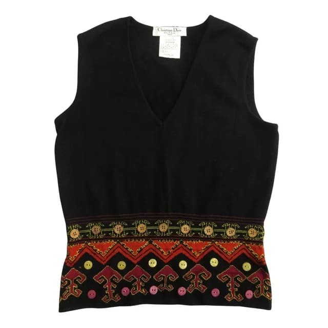 Dior Galliano Era Multi Button Vest Knit Sweater Sleeveless 38 Black in Black from The Reluxe, photo 1 of 1