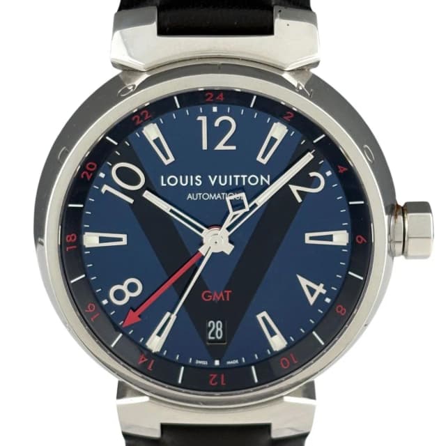 Louis Vuitton Tambour GMT Watch SS Leather Automatic Blue in Blue Leather from The Reluxe, photo 1 of 1