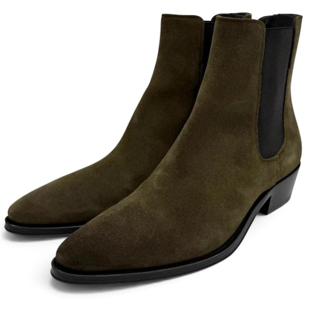 Celine Side Gore Suede Leather Chelsea Boots Short Boots Khaki 38 in Green Suede from The Reluxe, photo 1 of 1