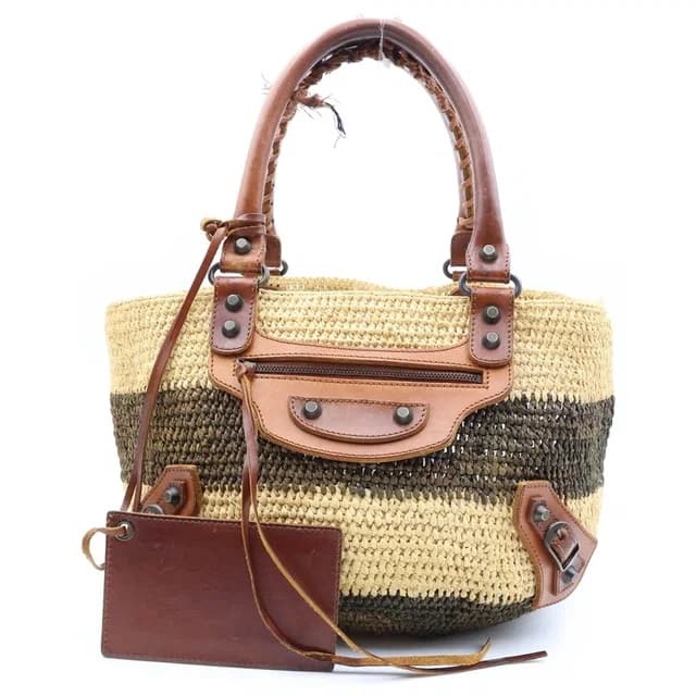 Balenciaga Straw Bag Basket Bag Handbag Beige Brown in Brown Raffia from The Reluxe, photo 1 of 1