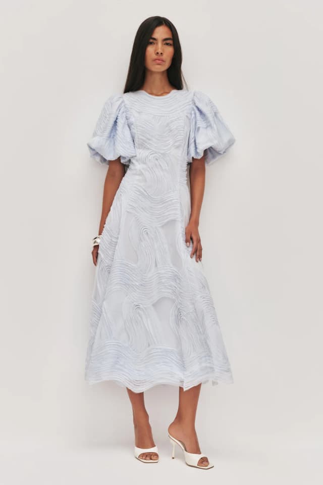AJE Wave Midi Dress in PASTEL BLUE, image 1 of 1 from Aje