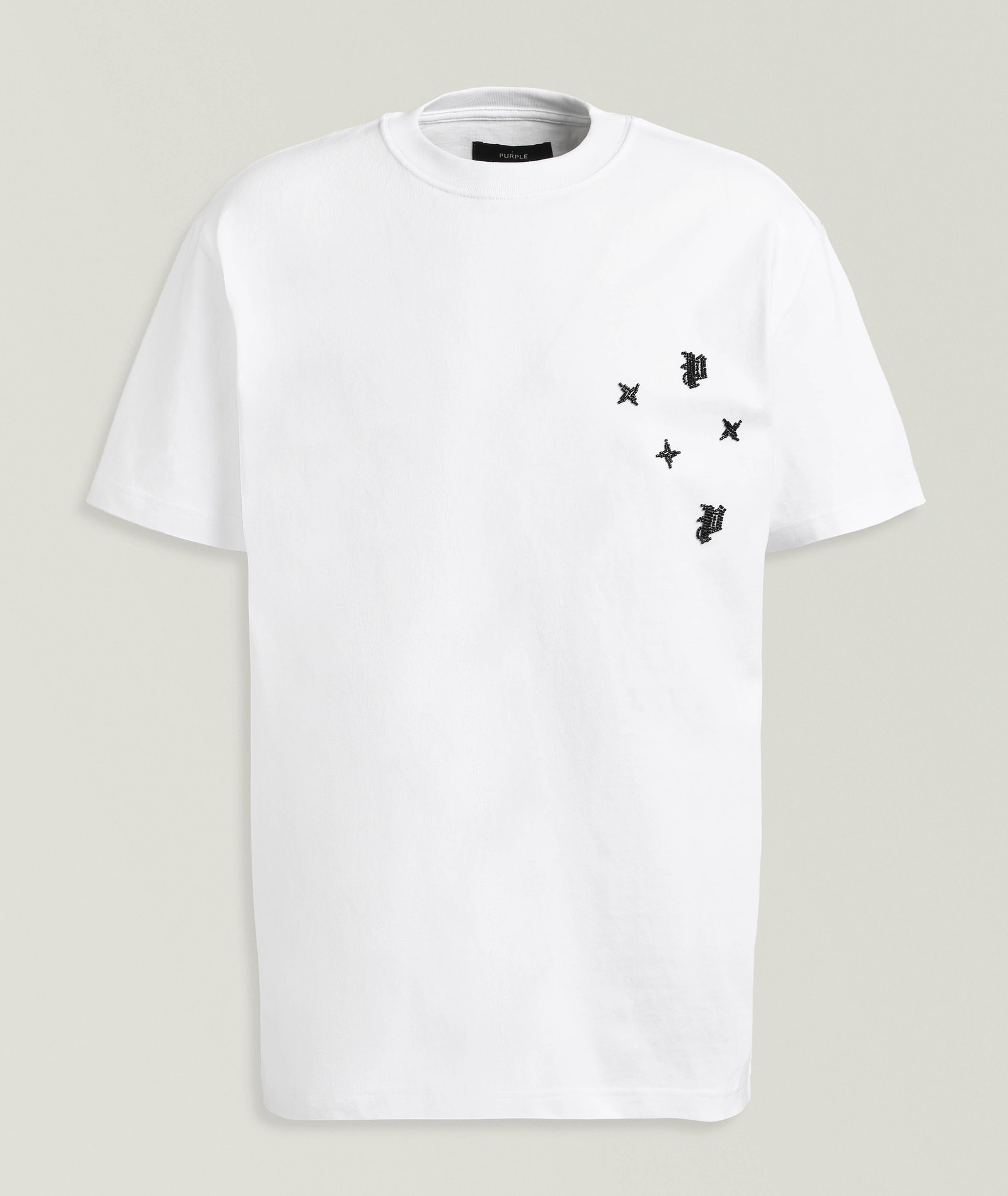 Purple Brand Embellished Logo Cotton T-Shirt in White Cotton & Cotton Blends, image 1 of 1 from Harry Rosen