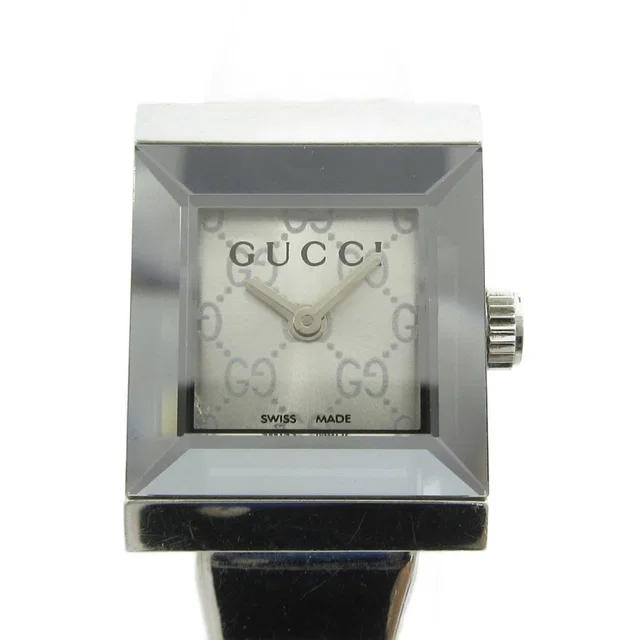 Gucci Frame Watch Square Quartz 128.5 Dial GG Pattern Silver Color MG in Silver from The Reluxe, photo 1 of 1