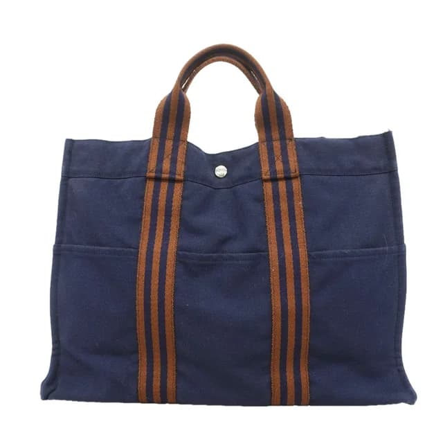 Hermès Tote Bag Fourre Tout MM Canvas Navy Silver in Navy Canvas from The Reluxe, photo 1 of 1