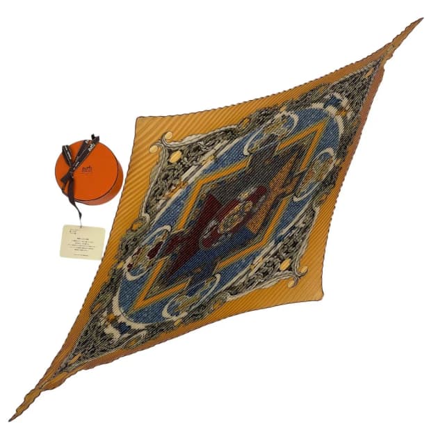 Hermès Scarf Pleated Silk Lion Yellow in Yellow Silk from The Reluxe, photo 1 of 1