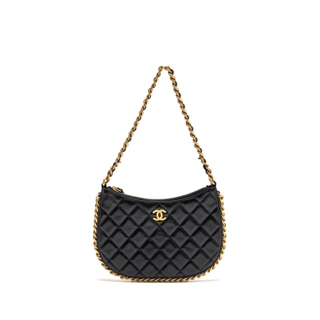 Chanel 23b Round Hobo Shoulder bag Lambskin Black GHW (microchip) in Black Lambskin from EMIER, photo 1 of 1