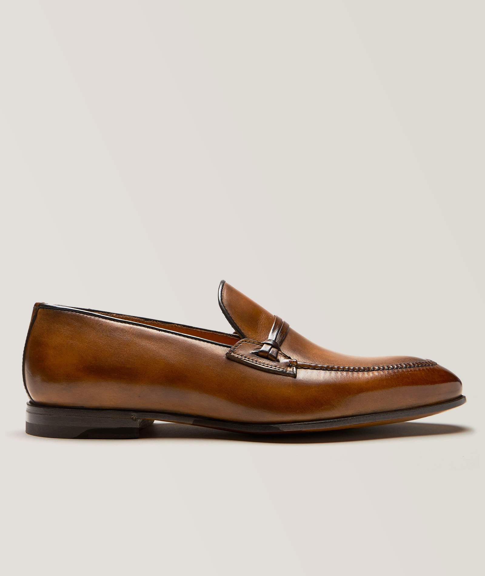 Bontoni Festoso Giallo Burnished Leather Loafers in Brown Leather, image 1 of 1 from Harry Rosen