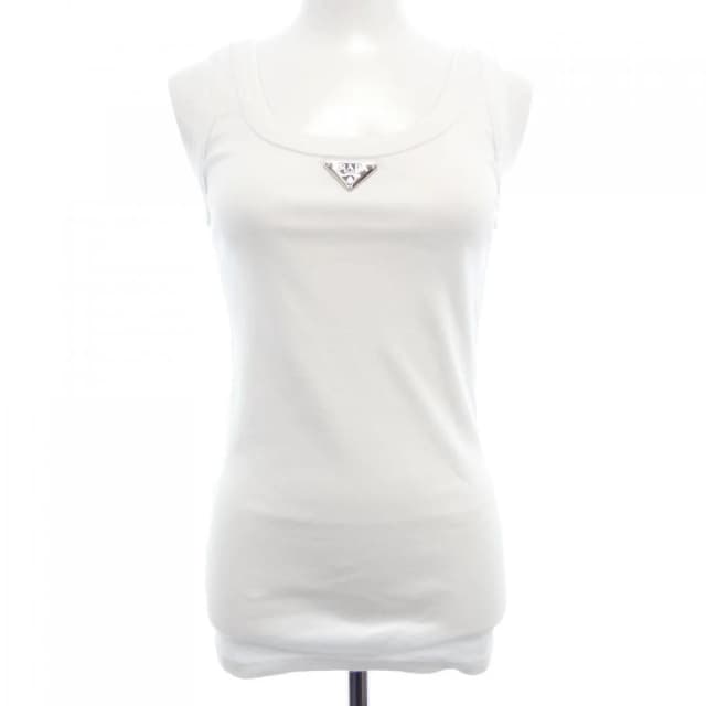 Prada Triangle Logo Rib Knit Jersey Tank Top Sweater from The Reluxe, photo 1 of 1