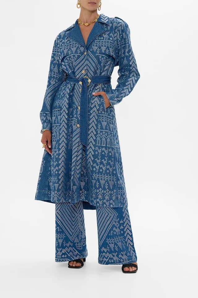 Camilla eBoutique DESERT REIGN LONGLINE BELTED TRENCH COAT DENIM, image 1 of 1 from CAMILLA