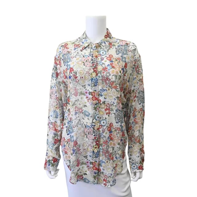 Khaite Goya Floral Sheer Silk Chiffon Blouse in Silk from Clotheshorse Anonymous, photo 1 of 1