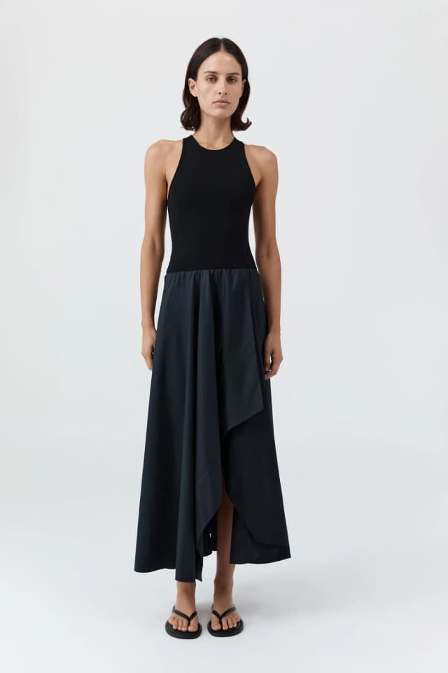 St Agni Knit Bodice Asymm Dress - Black, image 1 of 1 from St. Agni