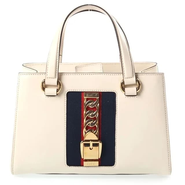 Gucci Sylvie Sherry Line Leather 2-Way Bag Gold Ivory in White Leather from The Reluxe, photo 1 of 1