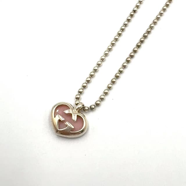 Gucci Interlocking G Heart Resin Silver Light Pink Necklace in Pink Resin from The Reluxe, photo 1 of 1