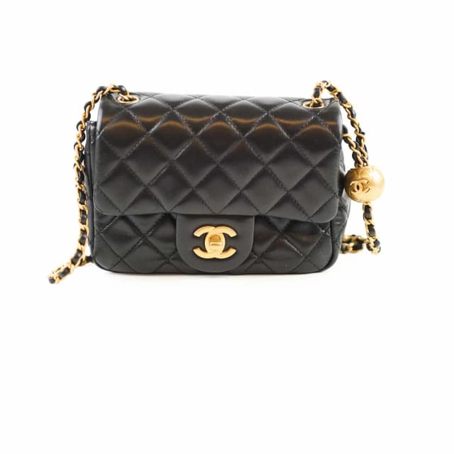 Chanel Mini Square Pearl Crush Black in Black Lambskin from The Purse Affair, photo 1 of 1