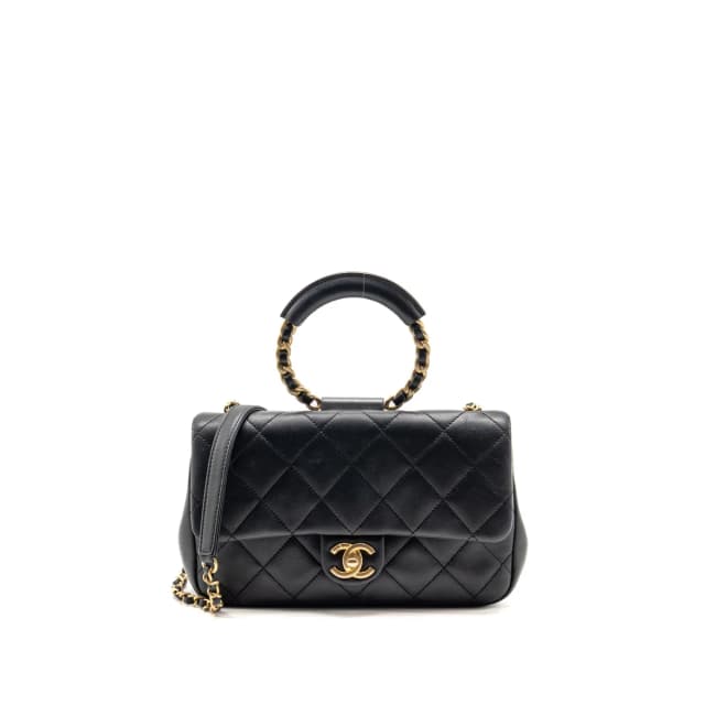 Chanel Loop Top Handle Flap Bag Lambskin Black GHW in Black Lambskin from EMIER, photo 1 of 1