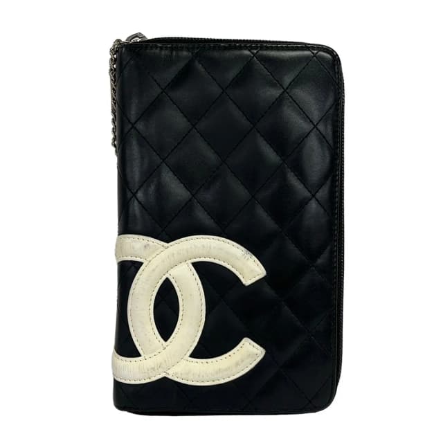 Chanel Wallet Cambon Line Black White Zip Around Lambskin in Black Lambskin from The Reluxe, photo 1 of 1
