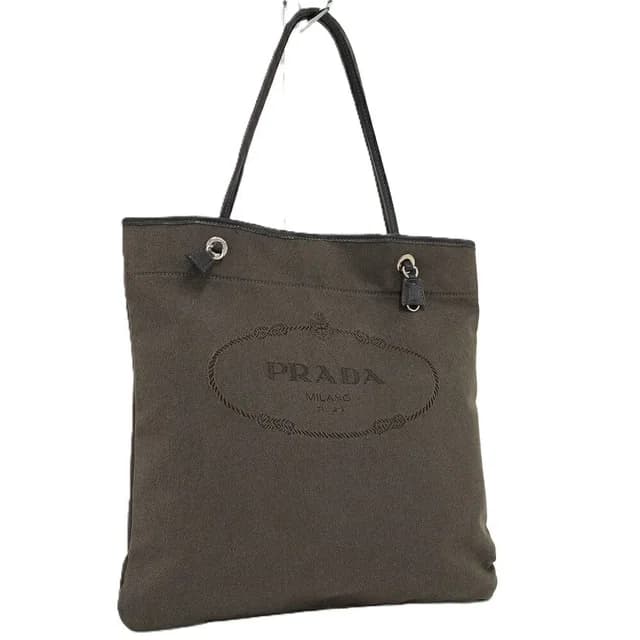 Prada Logo Tote Bag Leather Canvas Black in Black Canvas from The Reluxe, photo 1 of 1