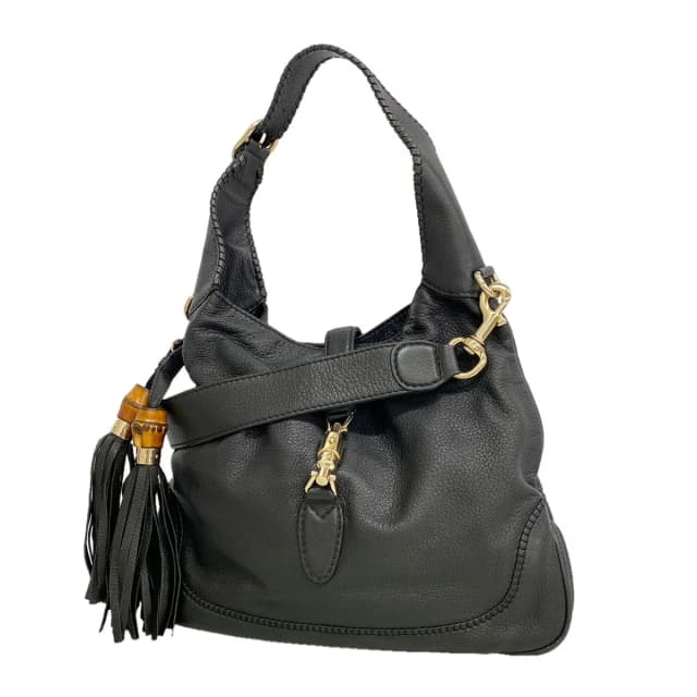 Gucci Handbag Bamboo New Jackie Leather Black Champagne Gold 2-Way Bag in Black Leather from The Reluxe, photo 1 of 1