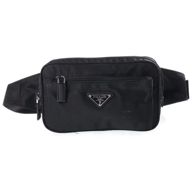 Prada Re-Nylon Saffiano Leather Belt Shoulder Bag Black in Black Saffiano leather from The Reluxe, photo 1 of 1